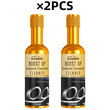 2PCS Fuel and Exhaust System Cleaner High Mileage, Three-Way Catalytic Converter Cleaner, Engine Booster Cleaner, Carbon Deposit Removing Agent, Safe for Gasoline, Diesel