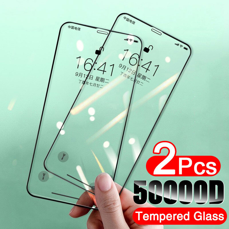 2PCS Full Cover Tempered Glass On the For iPhone 13 12 11 Pro Max