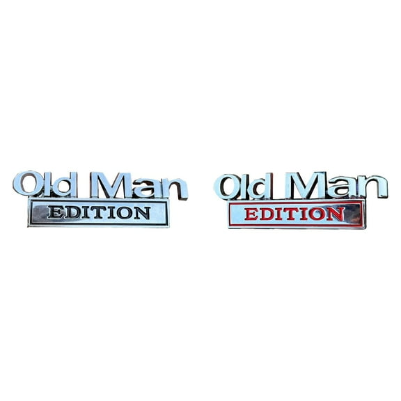 2PCS Fun Old Man Edition Car Emblem,3D Metal Badge Side RearTailgate Bumper Decal Nameplate Sticker for Car Truck,Old Man Addition Car Emblem