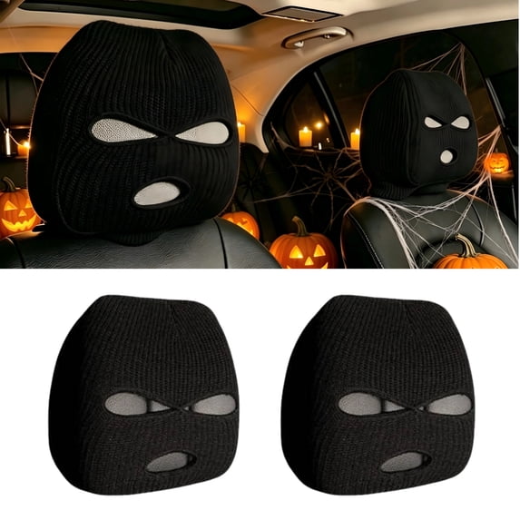 2PCS Funny Car Headrest Cover, Personalized Headrest Covers for Car, Breathable Car Seat Headrest Cover, Automotive Interior Holiday Decor, Universal Car Interior Accessory for Daily Halloween Decor