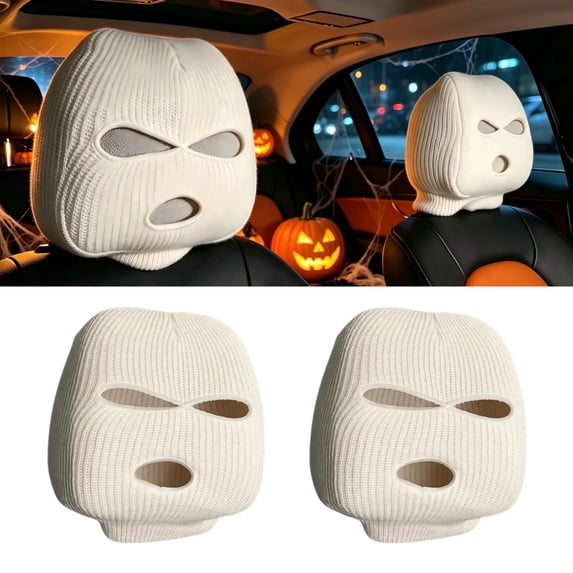 2PCS Funny Car Headrest Cover, Personalized Headrest Covers for Car, Breathable Car Seat Headrest Cover, Automotive Interior Holiday Decor, Universal Car Interior Accessory for Daily Halloween Decor
