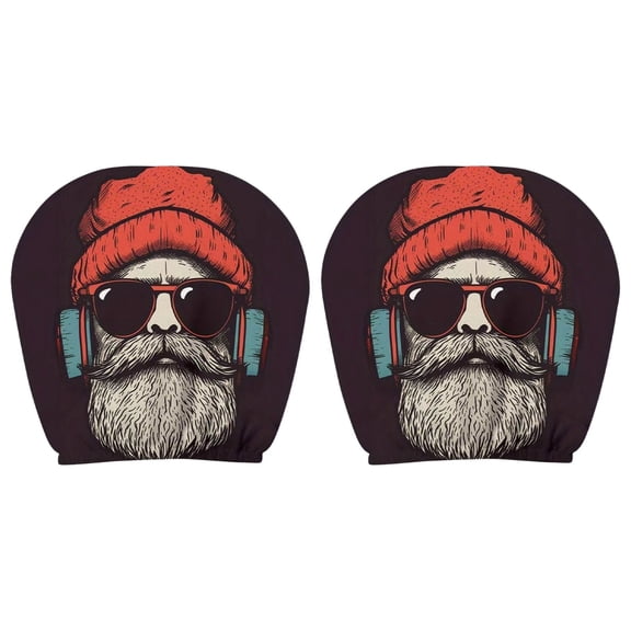 2PCS Funny Car Headrest Covers - Universal Stretch Halloween Pumpkin & Cool Guy Print Headpiece for Car Interior Decor