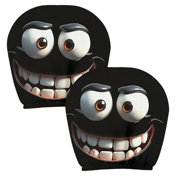 2PCS Funny Cartoon Car Headrest Covers Car Seat Head Rest Protector for Auto Front Seat Rest Decoration Cute Funny Cartoon Eyes Car Headrest Covers