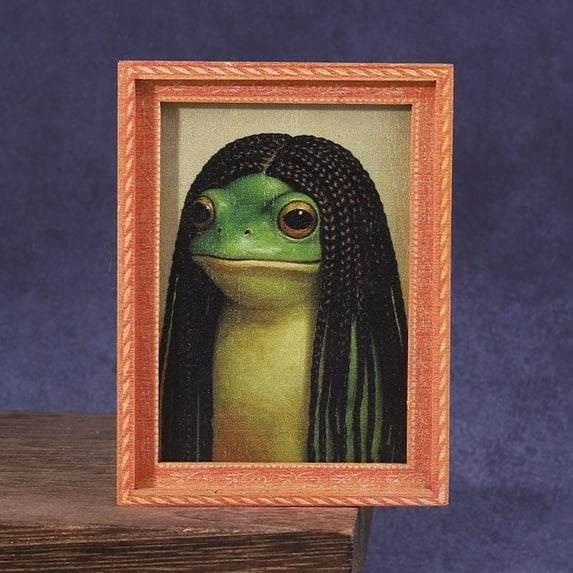 2PCS Funny Frog with Wig Refrigerator Magnet-Vintage Style Oil Painting Art Magnet - Cute Bob Haircut Toad Decor for Fridge, Locker, Dishwasher & Whiteboard-Unique Meme Gag Gift for Coworkers&Friends
