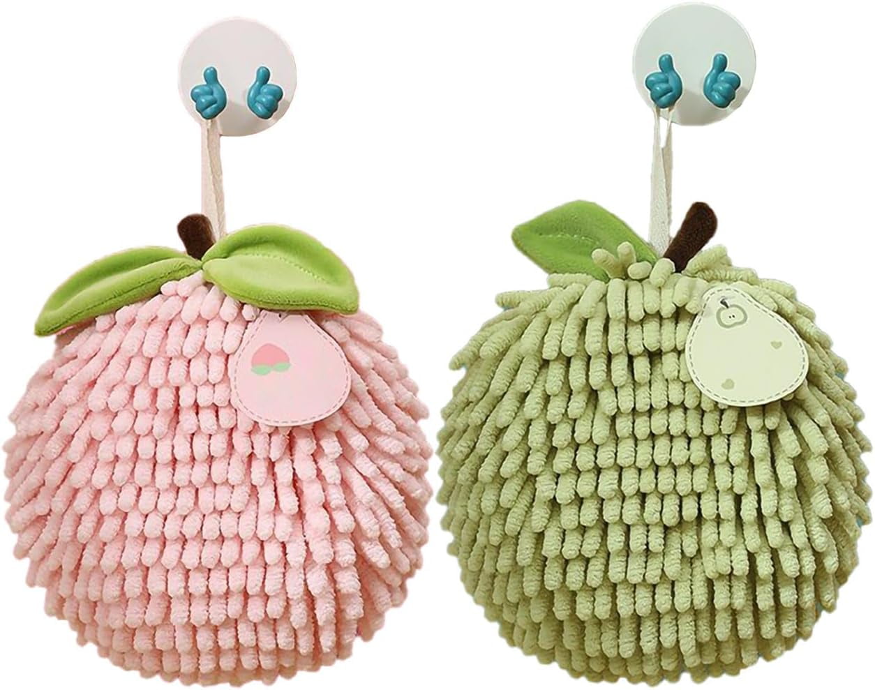 2PCS Fuzzy Ball Hand Towel Chenille Hand Towel Cute Spherical Fruit Shape Hand Towel Hand Drying Puff Hand Towels with Hook Loop Fun Decorative Hand Towels Suitable for Bathroom Kitchen Hotel Walmart....