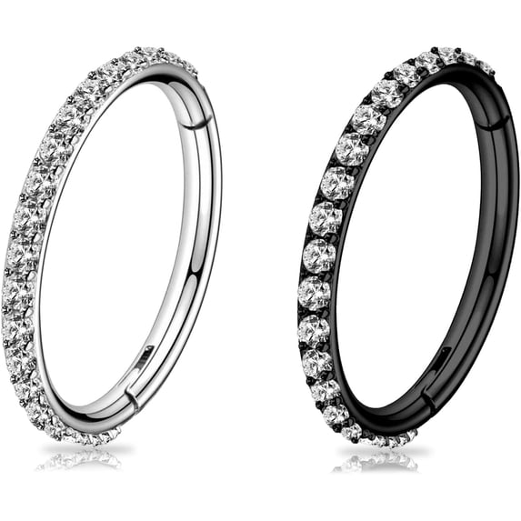 Vankula Anello Da Naso 10 PCS In Acciaio Chirurgico 16G 8mm Septum Nostril Daith Helix Rook Piercing Clicker Gioielli Uomo Donna Argento - 4