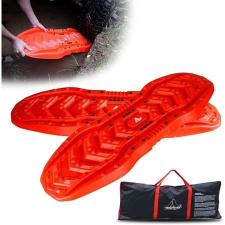 2PCS GEN5.0 Recovery Tracks Sand Tracks Snow Traction Boards Off-Road 4WD Truck SUV Car Emergency Tire Traction Mat|Sand Mud Snow Ladder Recovery Ramps(Red)