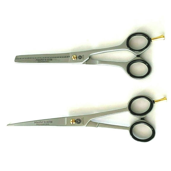 2PCS GERMAN Curved Barber Hair Trimming Scissors + Single Teeth Thinning Shears