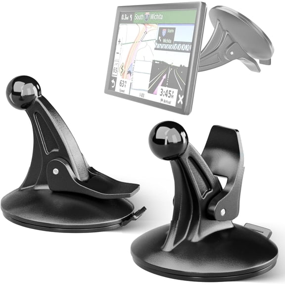 2PCS GPS Car Holder Mount for Garmin Nuvi Windshield Dashboard with Strong Suction Cup, 17mm Swivel Ball Mounting Pattern Replacement for Garmin GPS Navigator Navigation Car Dash Mount Cup Holder