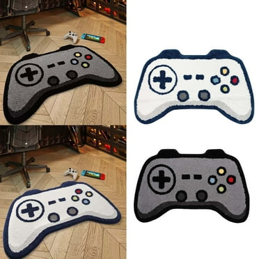 2PCS Gaming Rug, Game Console & Controller Shaped Floor Mat, Non- Absorbent, Soft & Plush, Machine Washable, for Game Room, Bathroom, Door Mat, Kids' Room, Indoor (15.75"x23.62")