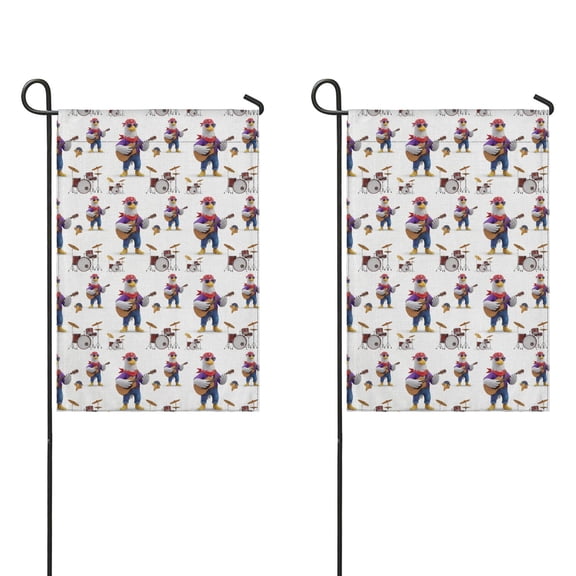 2PCS Garden Flag Set, Double-Sided 12x18 Inch, Outdoor Holiday Flag,Eagle Rock Band White Pattern