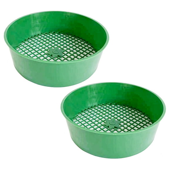 2PCS Garden Soil Sifter Bucket Screen Gardening Sifting Equipment Rock Dirt Separator Compost Sieve Tool Plastic Texture