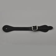 2PCS Genuine Leather Single Ply Spur Straps for Horse Riders Black Western Adjustable Cowboy Boots Band 7-10 Inch Detachable Buckle Shoelace Ankle Shoe Strap Belt for Men Women DIY