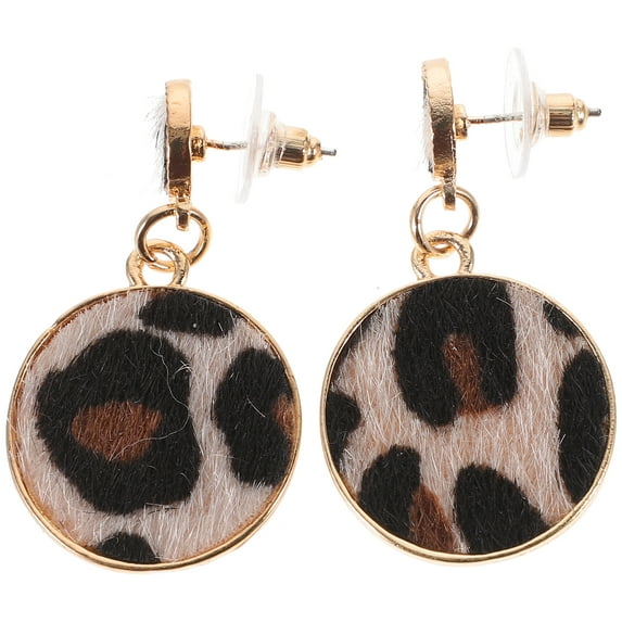 TEHAUX 2Pcs Leopard Pattern Geometric Resin Drop Earrings Stylish Acrylic Jewelry for Party and Office