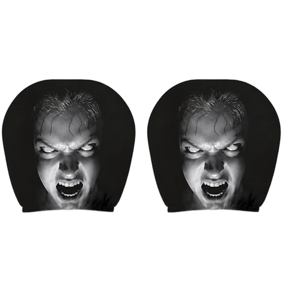 2PCS Ghost Face Headrest Covers, Scary Face Printing Auto Seat Universal Elastic Models Headrest Protector Cover, Funny Decoration Scary Headrest Covers for Car Interior Vehicle Truck SUV
