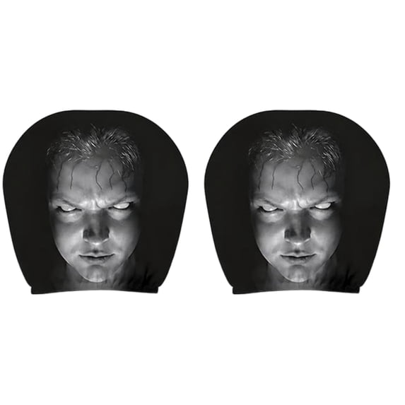 2PCS Ghost Face Headrest Covers, Scary Face Printing Auto Seat Universal Elastic Models Headrest Protector, Funny Scary Headrest Covers for Cars Vehicles Trucks Daily Halloween Decor
