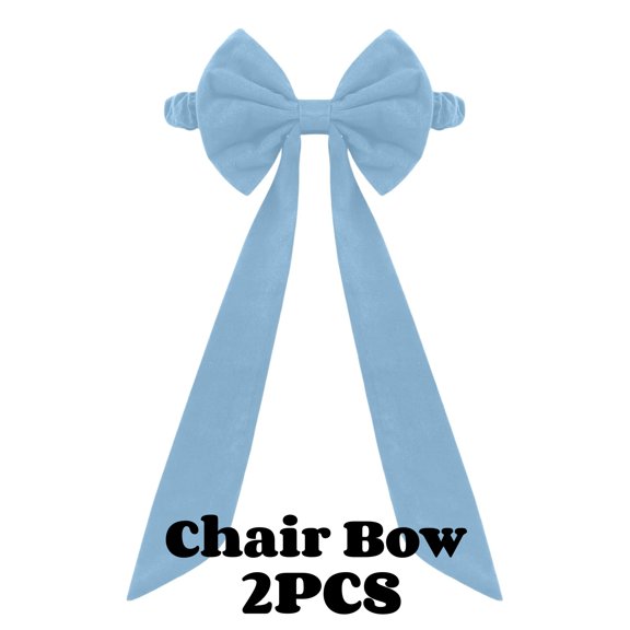 2PCS Giant Christmas Blue Chair Bow Decorations Large Christmas Velvet Bows for Dining Chairs, Weddings, Holiday Parties, Home & Office Decor
