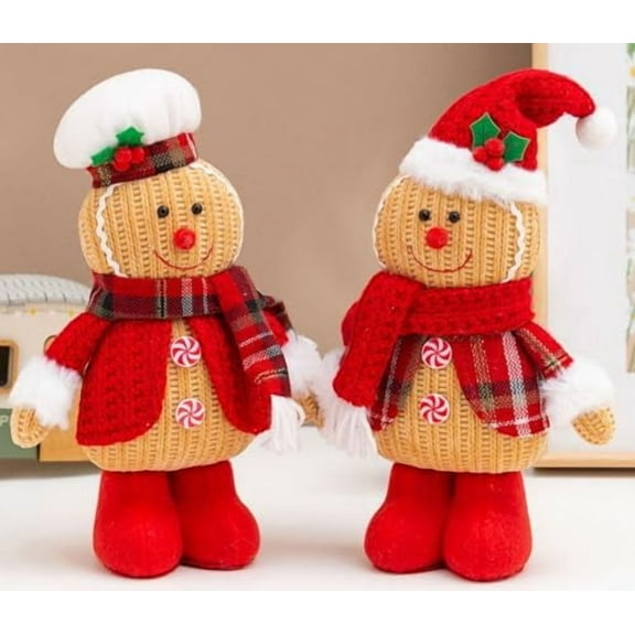 2PCS Gingerbread Christmas Decorations Indoor,Christma Gingerbread Man Plush,Christmas Stuffed Doll Gifts for Tiered Tray Party Decor Home$$