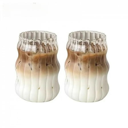 2PCS Glass Cup Heat-resistant Tumbler Drinkware Transparent Tea Juice Milk Coffee Mug Home Water Glasses Stripe Beer Mug