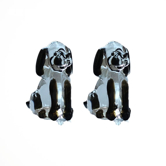 2PCS Glass Dog Decor Dog Statue Ornaments Art,for Bedroom, Living roomDesk, Home Decoration,Black