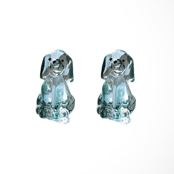 2PCS Glass Dog Decor Dog Statue Ornaments Art,for Bedroom, Living roomDesk, Home Decoration,Green