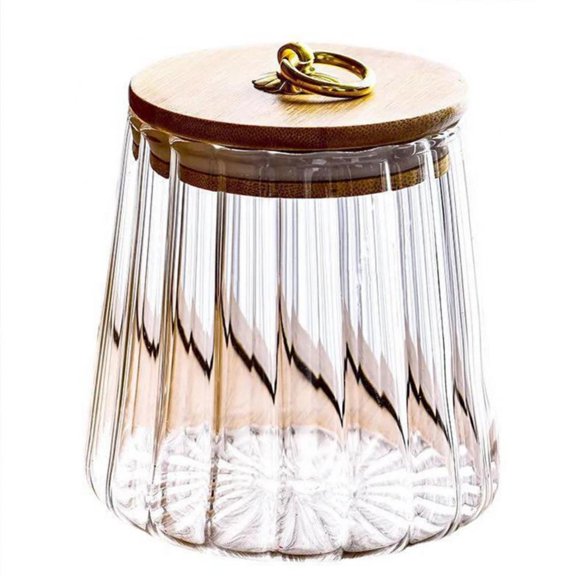 2PCS Glass Storage Jar, Glass Food Storage Canisters with Bamboo Lid, Kitchen Containers Decorative Jar Airtight Glass Jars For Cereal Nuts Snack Candy Cookies Coffee Tea