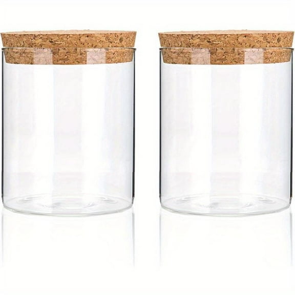 2PCS Glass Sugar Container Pack Glass Jars Sugar and More Salts Lid Bamboo Lid Storage Jar Containers for Coffee Beans Spice Brown Circular Sealed Kitchen Storage Jars