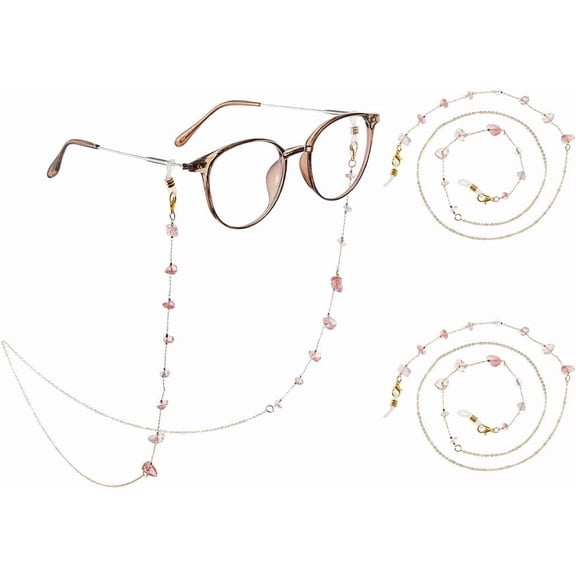 2PCS Glasses Chains Sunglasses Straps Gemstone Beaded Glasses Strap Stone Beads Eyeglass Strap Holder Elegant Eyewear Lanyard Eyewear Lanyard Around Neck 75cm/29.5inch