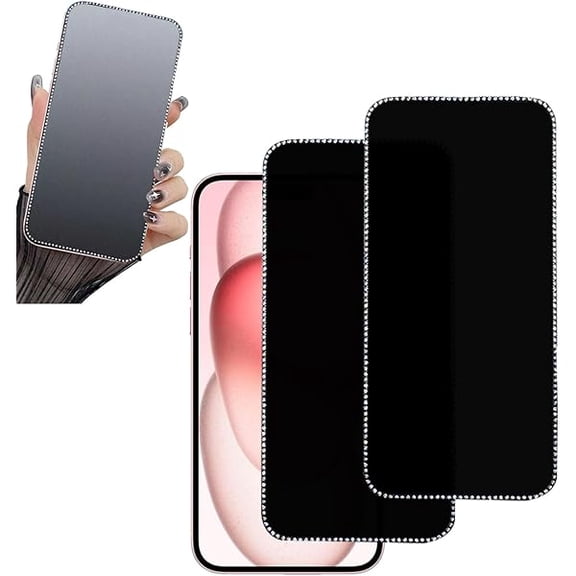 2PCS Glitter Privacy Matte Screen Protector Suit for iPhone 16 Plus/iPhone 15 Plus/iPhone 14 Pro Max 6.7 inch, Diamond Anti-Spy Bling Shiny Sparkling Tempered Glass