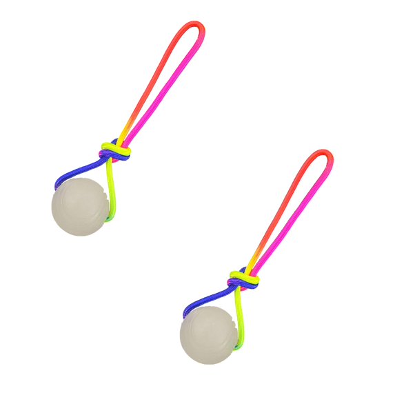 2PCS Glow in The Dark Dog Toys, Light Up Dog Toys with Rope Rubber Glow BallsToy for Small Large Medium Dogs