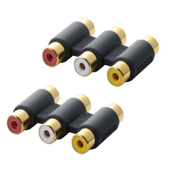 2PCS Gold Plateds AV Coupler Adapters for Extending Video Game and Home Theater 3RCA Cables