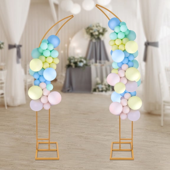2PCS Gold Wedding Stands, Gold Wedding Arched Bracket, For Weddings/ Birthday Parties/ Opening Ceremonies/ Banquets, Product Height: 2.1m/6.89ft, 1.9m/6.23ft