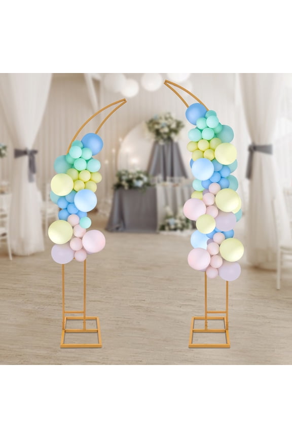 2PCS Gold Wedding Stands, Gold Wedding Arched Bracket, For Weddings/ Birthday Parties/ Opening Ceremonies/ Banquets, Product Height: 2.1m/6.89ft, 1.9m/6.23ft