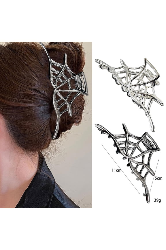 2PCS Gothic Accessories Black Spider Web Skeleton Hand Skull Cute Large Hair Claw Clips for Women Goth Accessories Cute Hair Clips Skeleton Hair Clip, Halloween Decoration