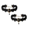 thumbnail image 1 of 2PCS Gothic Choker Necklace Halloween Jewelry Set for Women, Red/Black Choker Goth Lace Witch Costume Jewelry, Witchy Vampire Masquerade Steampunk Victorian Lolita Renaissance Costume Accessories, 1 of 6