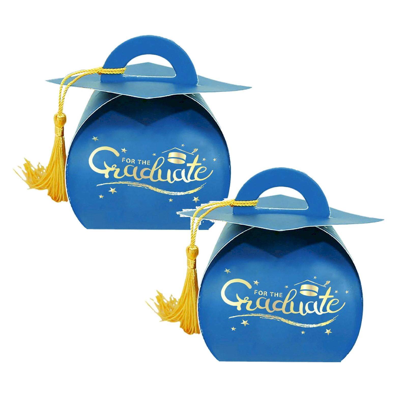 2PCS Graduation Cap Gift Boxes, Clearance, Graduation Decorations Class of 2026 Candy Box with Tassel for 2026 Grad Party Favors Supplies, Blue