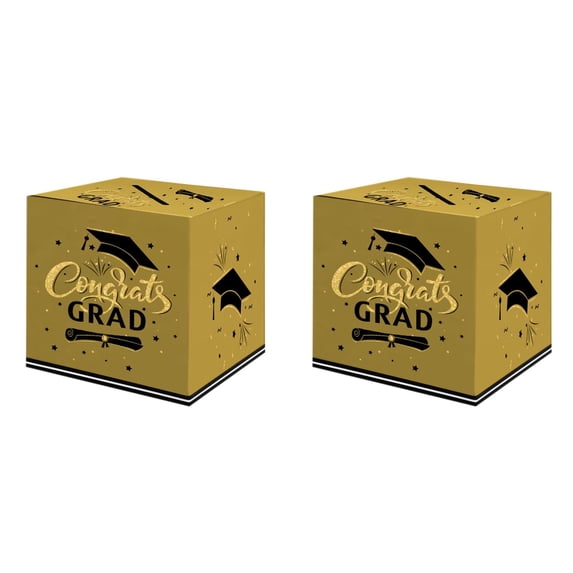 2PCS Graduation Card & Money Box 2025 - Foldable Congrats Grad Holder for Party Decor - Maroon Themed Keepsake Gift Box for High School & College Graduation Celebrations
