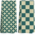 thumbnail image 1 of 2PCS Green and Orange Kitchen Towels Checkered Dish Towel 16x24 Inches Modern Neutral Home Decorative Absorbent Dishcloths Hand Tea Towels for Spa Bath Decor, 1 of 6