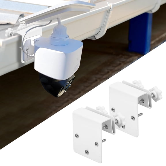 2 Pack Gutter Mount for Eufy S340, E30 & 4G LTE Cam S330, No-Drill Stainless Steel Security Camera Mounting Bracket, Weatherproof Gutter Clip for K-Style & Fascia Gutters, Easy Installation, White