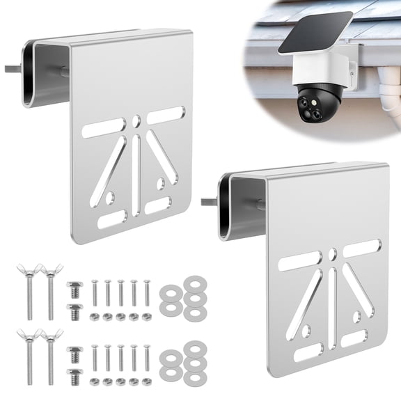 TMWEFUSC 2PCS Gutter Mount Stainless Steel Bracket for Eufy Security SoloCam S340 Solar Security Camera Holder Anti-Rust Screws with IP PTZ DomeCameras Outdoor