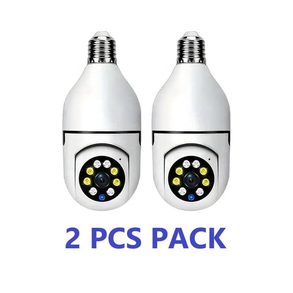 2PCS HD 3MP Bulb Security Camera Wifi Camera, 360 Panoramic Home Security, Intelligent Motion Detection And Alarm, Two-Way Audio, Full-Color Night, APP Control