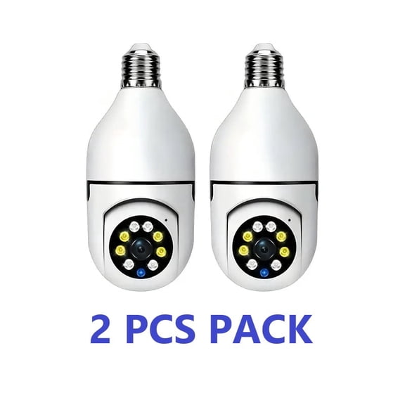 2PCS HD 3MP Bulb Security Camera Wifi Connection Camera Indoor, 360 Panoramic Home Security, Intelligent Motion Detection And Alarm, Two-Way Audio, Full-Color Night, APP Control