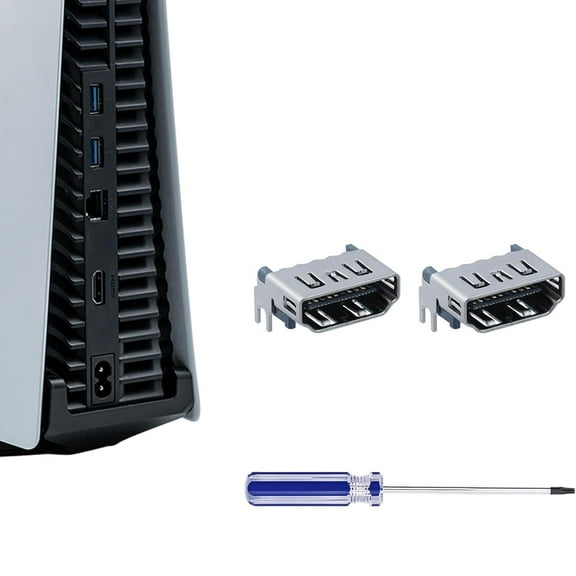 2 PCS HDMI Port Replacement for PS5, with T8 Screwdriver, HDMI Port Socket Interface Connector Replacement Part Repair Kit for PS5-Silver