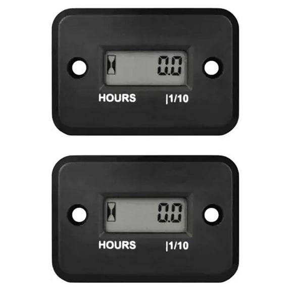 2PCS HM006A Black Digital Waterproof Hour Meter for Small Engine Track Oil Change Generator