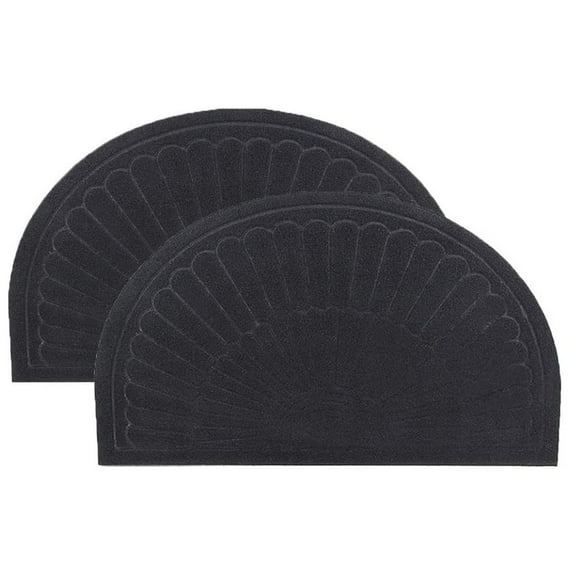 2PCS Half Round Door Mat Mud Dirt Trapper Shoe Scraper Mat Entry Mat Rugs for Front Door