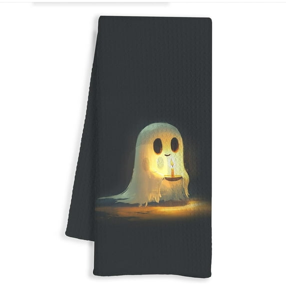 2PCS Halloween Ghost Kitchen Towels, Cute Ghost Halloween Dish Tea Towels for Kitchen, Dark Academia Decor Hand Towel for Bathroom Washroom, 16x24 Inch