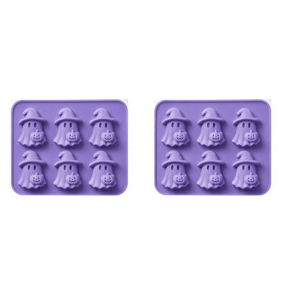 2PCS Halloween Ghost Silicone Molds, 3D Ghost Silicone Mold Halloween Baking Molds for Chocolate Jello Candy Gummy Cake Pop Soap Food Ice, Cute Ghost Jello Shot Mold Halloween Bakeware