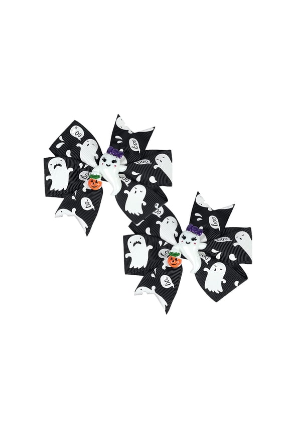 2PCS Halloween Hair Clips Pumpkin Ghost Bow Barrettes Cute Hairpins for Girls Kids Halloween Party Hair Accessories