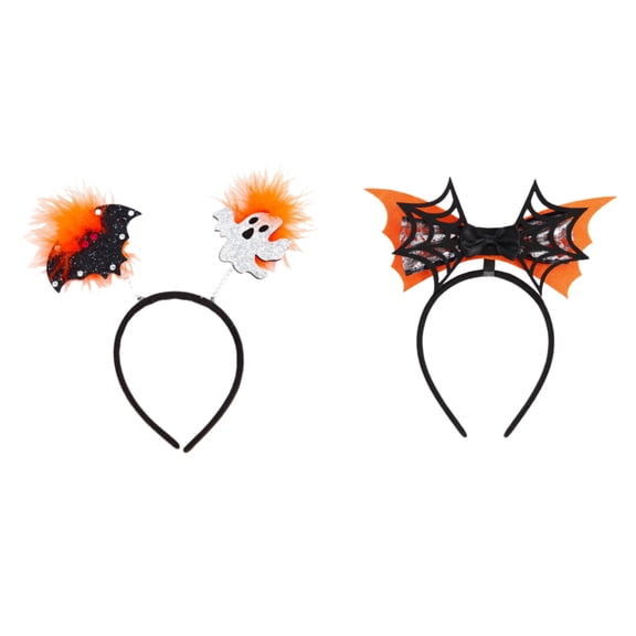 2PCS Halloween Headbands Head Boppers with Pumpkin Eyeball Bat Spider Ghost Pumpkin Head Wears for Party Supply Cosplay Decoration Unisex
