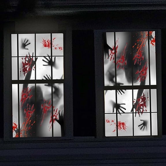 2PCS Halloween Large Window Decorations Door Cover, Window Clings Poster (59x30in) for Scary Bloody Zombie Haunted House, Garage Door Covers Party Indoor Dcor$$Garden & Patio